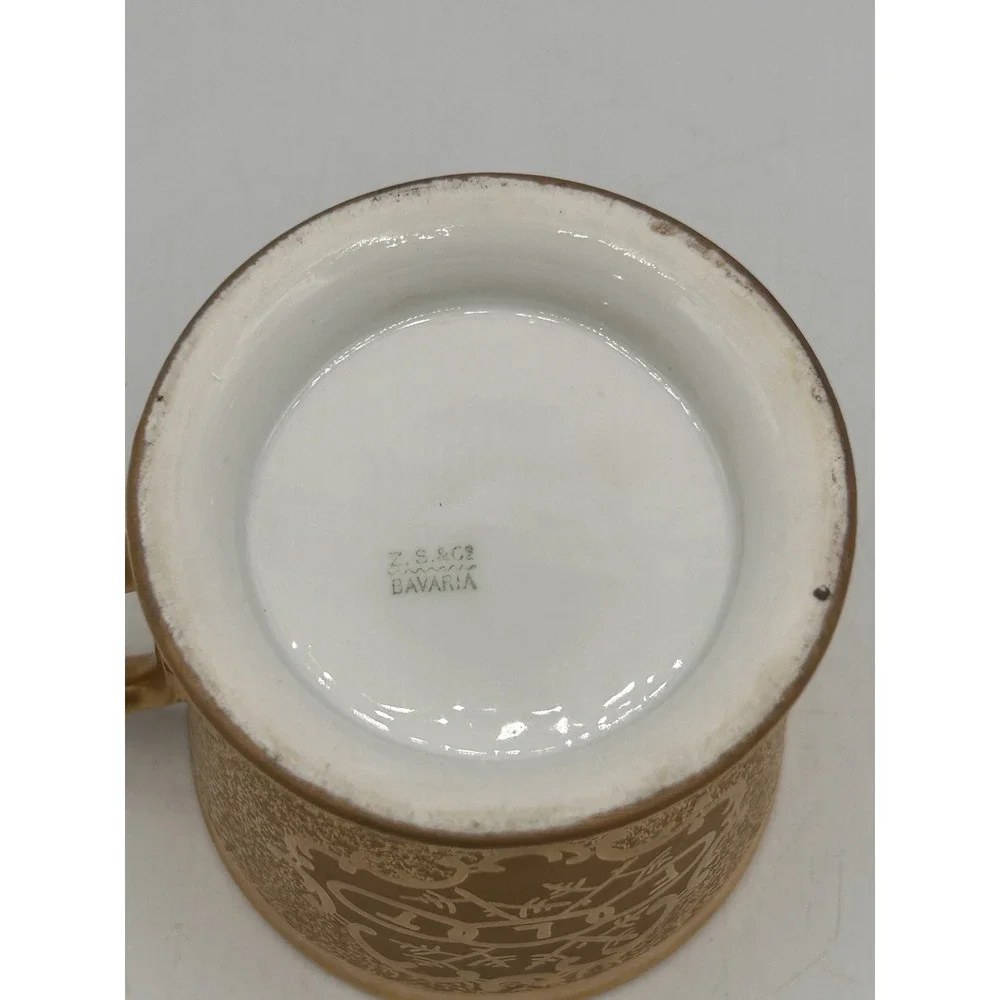 Antique Zeh, Scherzer & Co GildedGold Wash Porcelain Sugar / Creamer Cup Bavaria